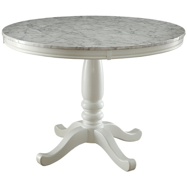 Furniture of America Round Penelope Dining Table with Faux Marble Top & Pedestal Base CM3546RT-TABLE IMAGE 1
