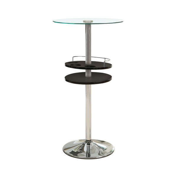 Coaster Furniture Round Pub Height Dining Table with Glass Top and Pedestal Base 120715 IMAGE 1