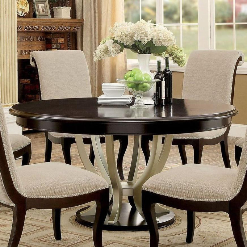 Furniture of America Round Ornette Dining Table with Pedestal Base CM3353RT IMAGE 2