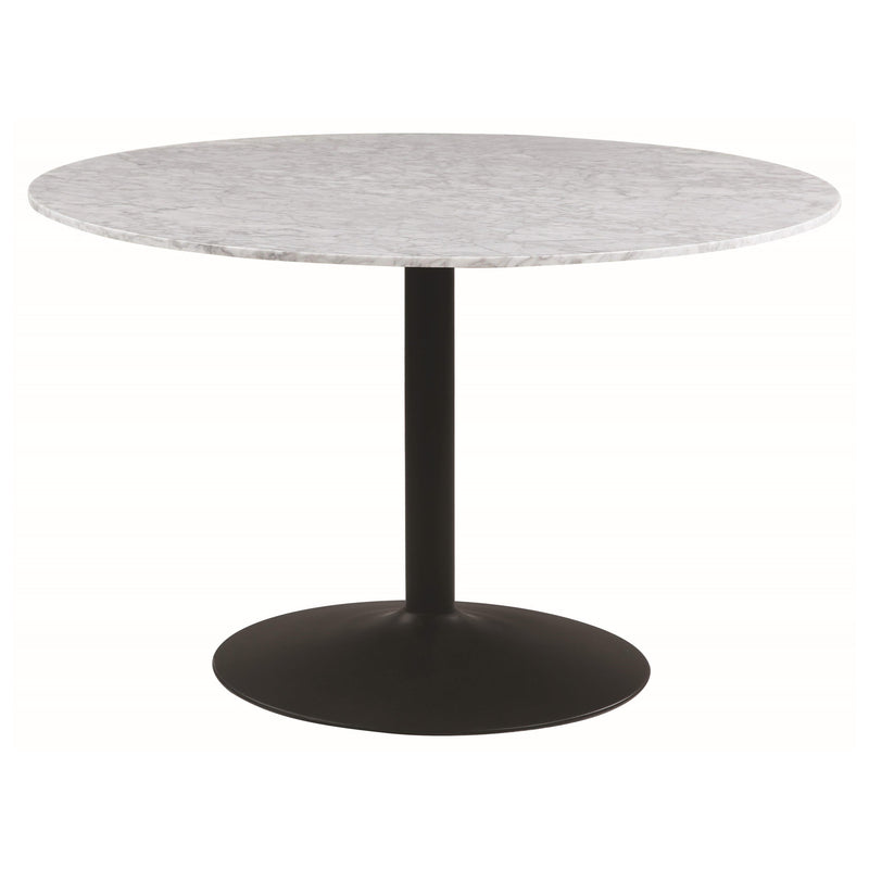 Coaster Furniture Round Bartole Dining Table with Marble Top & Pedestal Base 108020 IMAGE 1