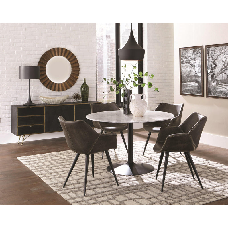 Coaster Furniture Round Bartole Dining Table with Marble Top & Pedestal Base 108020 IMAGE 3