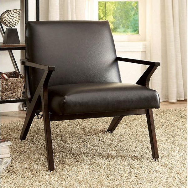 Furniture of America Margaux Stationary Leather Look Accent Chair CM-AC6265BR IMAGE 1