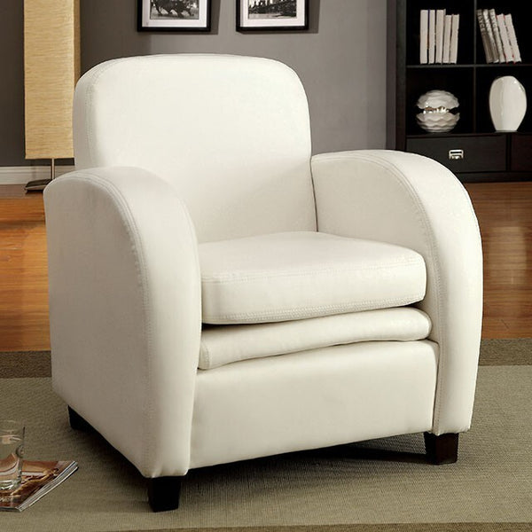 Furniture of America Lugano Stationary Leather Accent Chair CM-AC6590-WH IMAGE 1