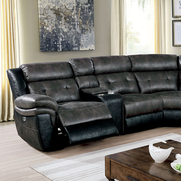 Furniture of America Brooklane Power Reclining Leather Look Sectional CM6218GY-SECT IMAGE 1