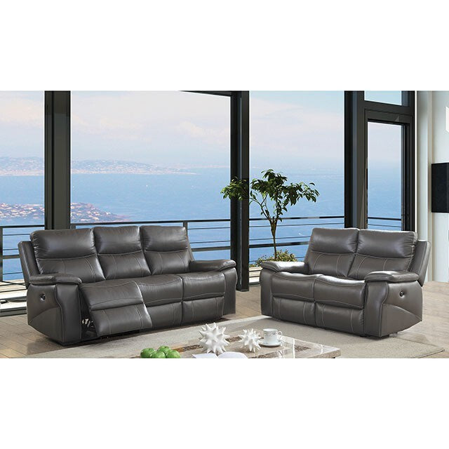 Furniture of America Lila Power Reclining Leather Match Loveseat CM6540-LV-PM IMAGE 1