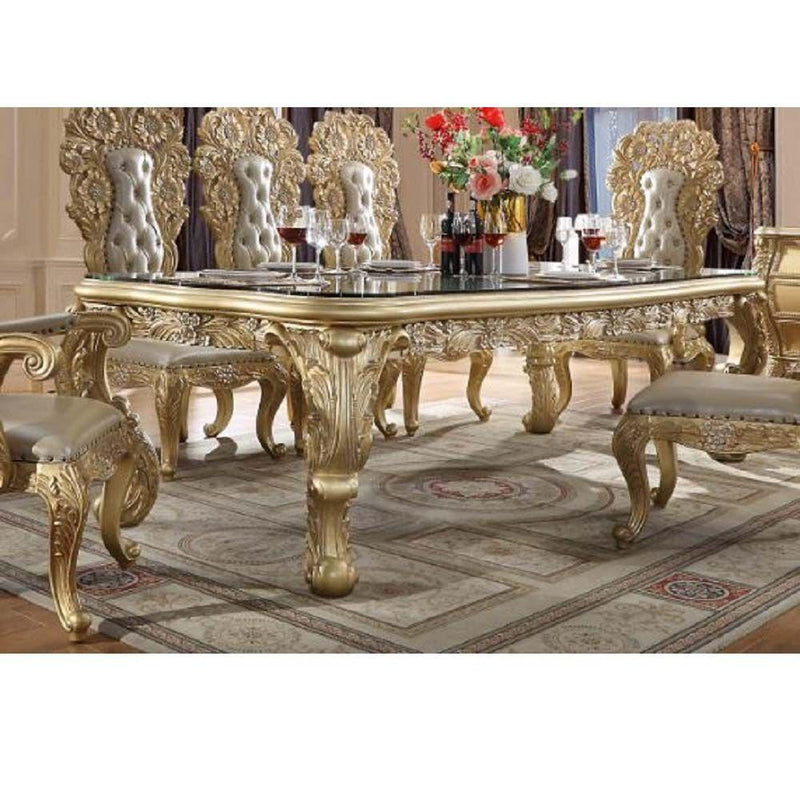 Acme Furniture Cabriole Dining Table with Glass Top DN01482 IMAGE 1