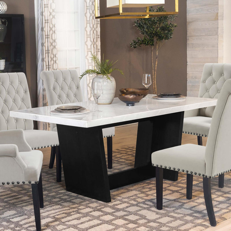 Coaster Furniture Osborne Dining Table with Marble Top and Trestle Base 115511 IMAGE 6