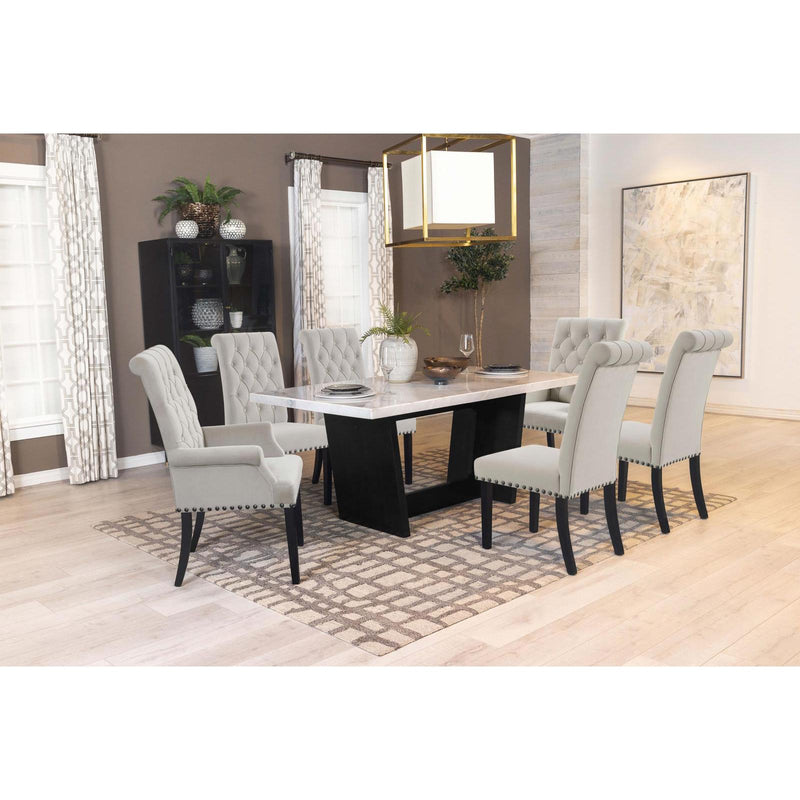 Coaster Furniture Osborne Dining Table with Marble Top and Trestle Base 115511 IMAGE 7