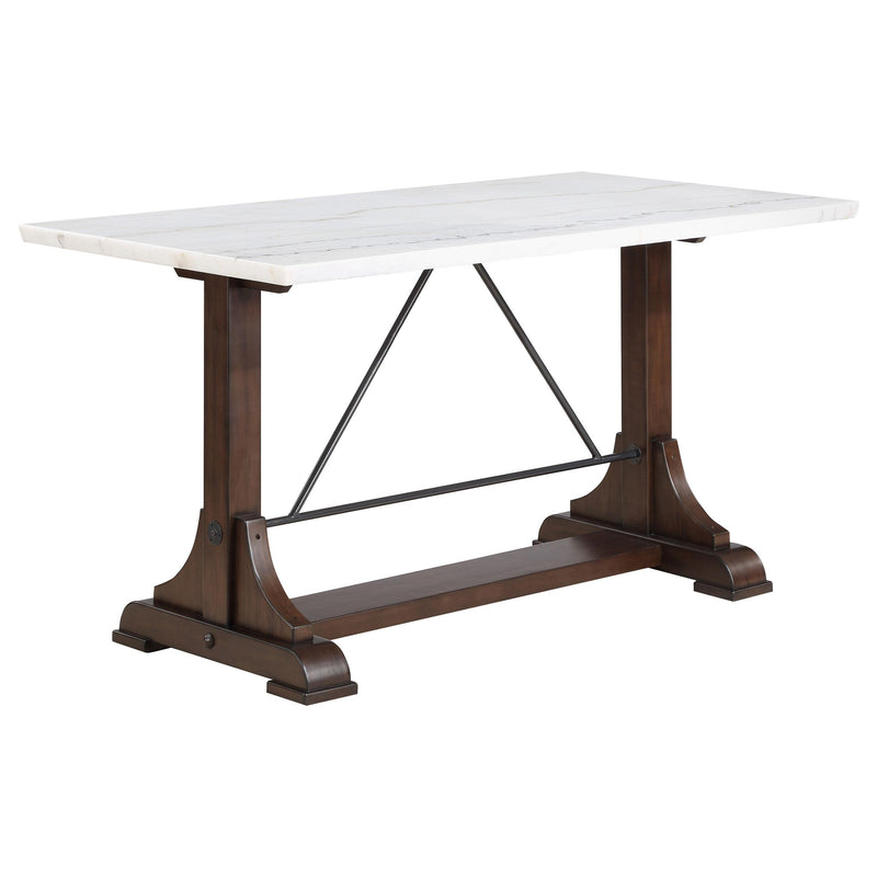 Coaster Furniture Round Aldrich Counter Height Dining Table with Marble Top and Trestle Base 182438 IMAGE 1