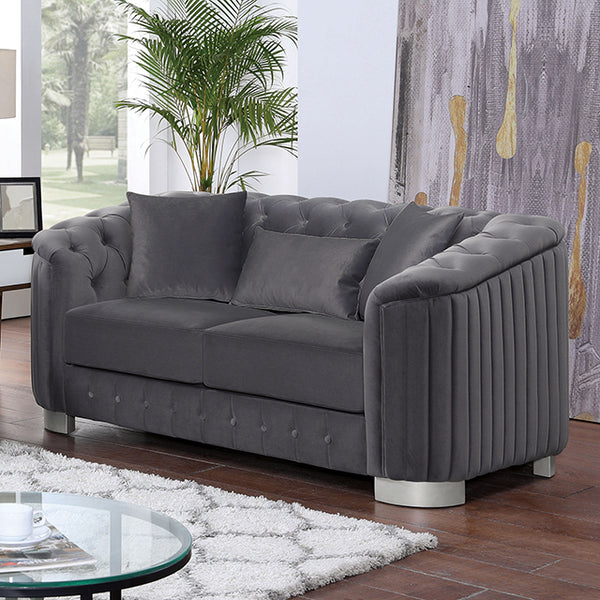 Furniture of America Castellon Fabric Loveseat FOA6475DG-LV-PK IMAGE 1