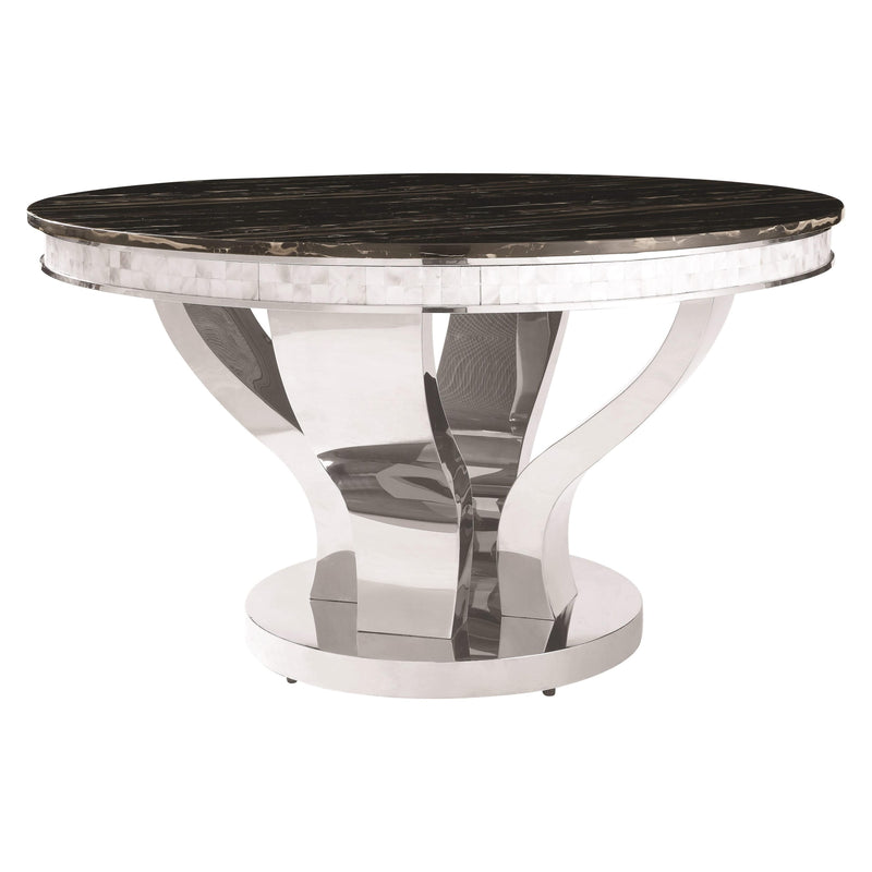 Coaster Furniture Anchorage Dining Table with Faux Marble Top and Pedestal Base 107891 IMAGE 1