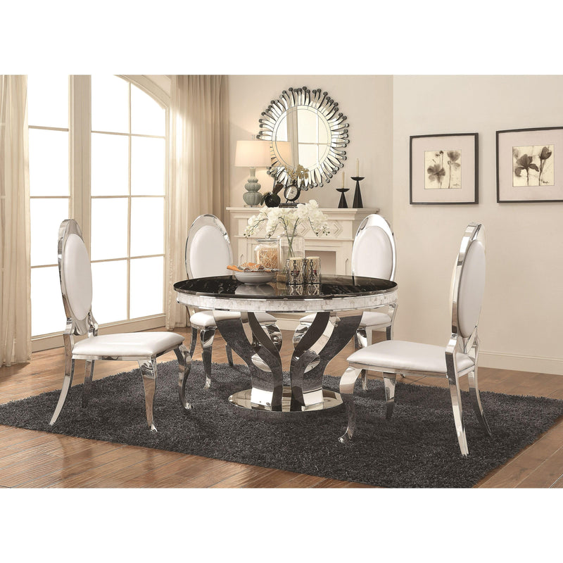 Coaster Furniture Anchorage Dining Table with Faux Marble Top and Pedestal Base 107891 IMAGE 2