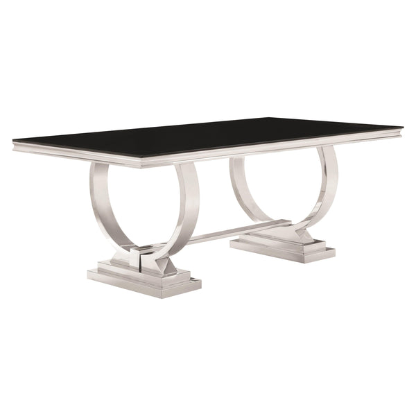Coaster Furniture Antoine Dining Table with Glass Top and Pedestal Base 107871 IMAGE 1