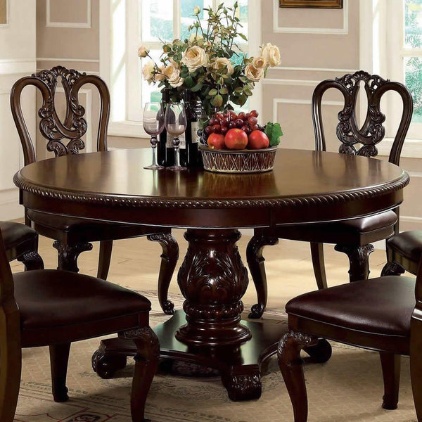 Furniture of America Round Bellagio Dining Table with Pedestal Base CM3319RT-TABLE IMAGE 1