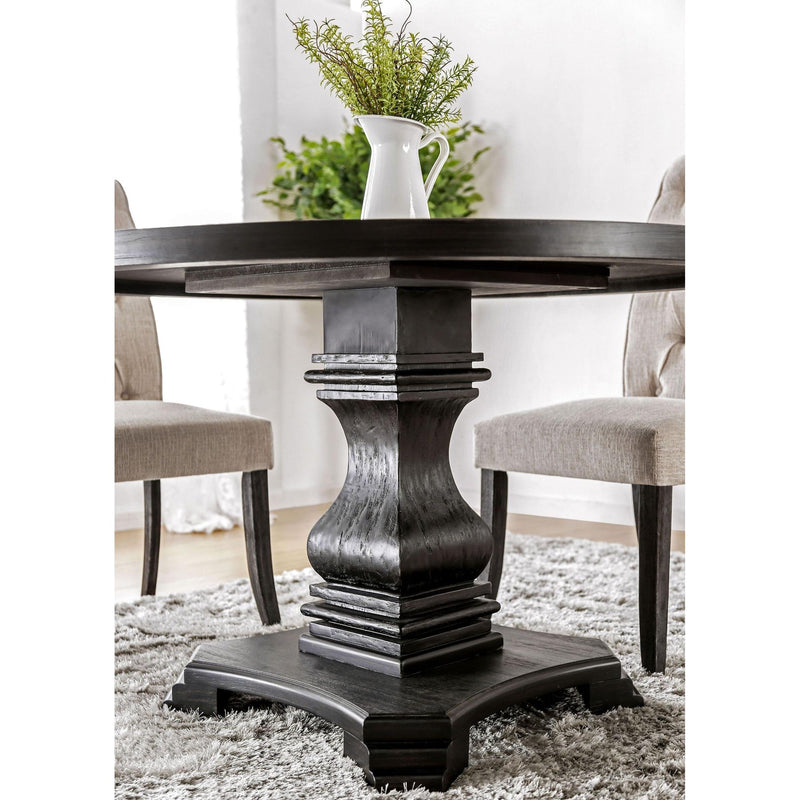 Furniture of America Round Nerissa Dining Table with Pedestal Base CM3840RT-TABLE IMAGE 2