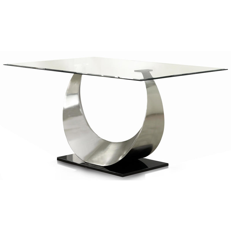 Furniture of America Orla Dining Table with Glass Top & Pedestal Base CM3726T-TABLE IMAGE 1