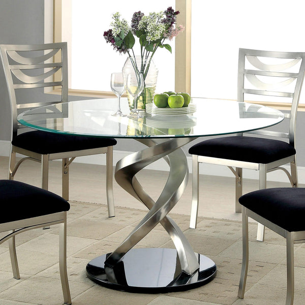 Furniture of America Roxo Dining Table with Glass Top & Pedestal Base CM3729T-TABLE IMAGE 1