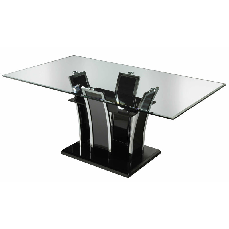 Furniture of America Glenview Dining Table with Glass Top & Pedestal Base CM8372BK-T-TABLE IMAGE 1