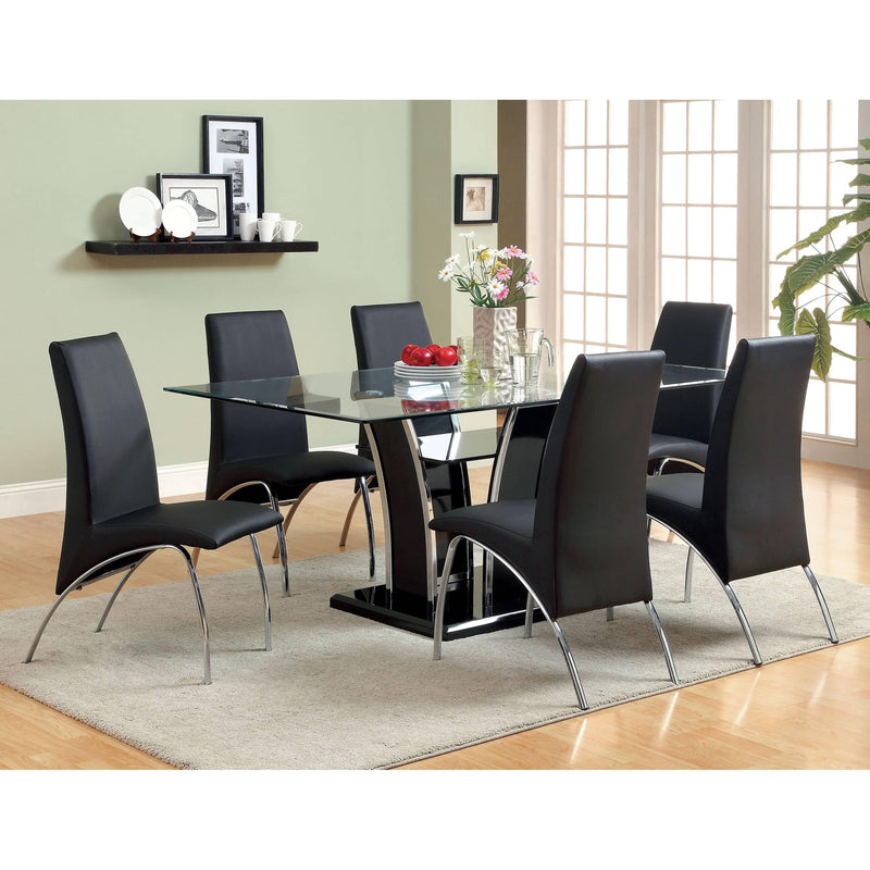 Furniture of America Glenview Dining Table with Glass Top & Pedestal Base CM8372BK-T-TABLE IMAGE 5