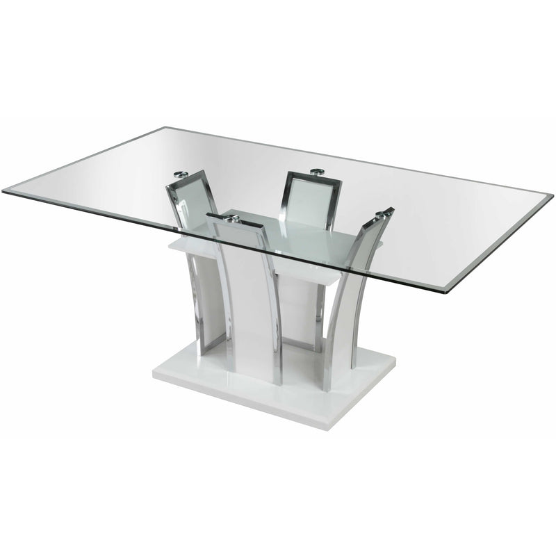 Furniture of America Glenview Dining Table with Glass Top & Pedestal Base CM8372WH-T-TABLE IMAGE 2