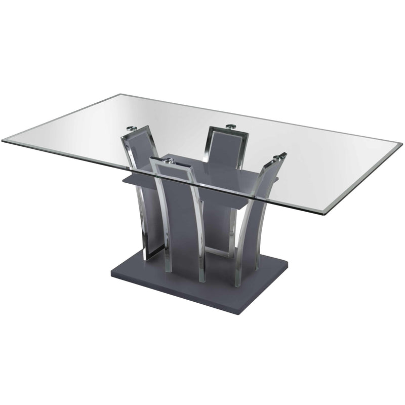 Furniture of America Glenview Dining Table with Glass Top & Pedestal Base CM8372GY-T-TABLE IMAGE 1