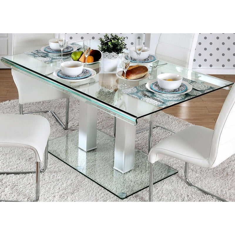 Furniture of America Richfield I Dining Table with Glass Top and Pedestal Base CM3362T-TABLE IMAGE 1