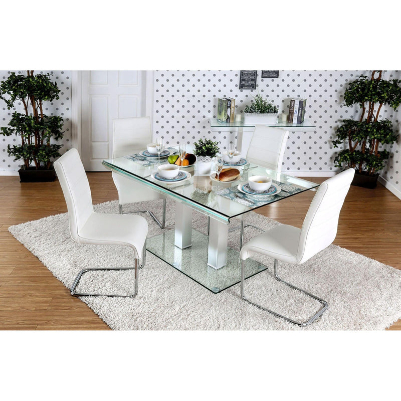 Furniture of America Richfield I Dining Table with Glass Top and Pedestal Base CM3362T-TABLE IMAGE 4