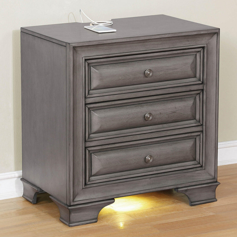 Furniture of America Brandt 3-Drawer Nightstand CM7302GY-N IMAGE 2