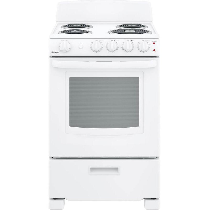 Hotpoint 24-inch Freestanding Electric Range with Front Controls RAS300DMWW IMAGE 1