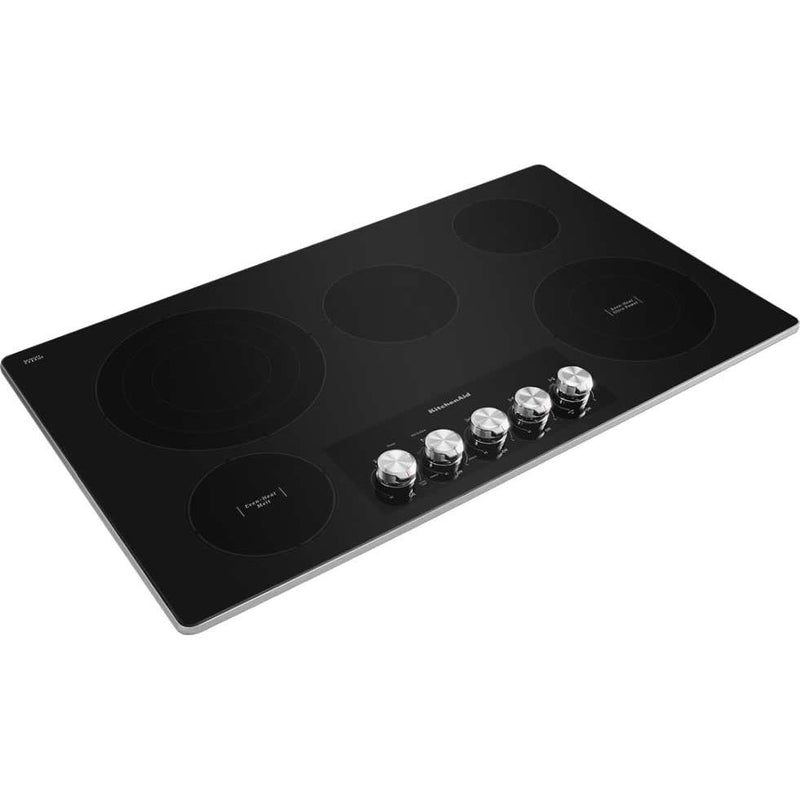 KitchenAid 36-inch Built-in Electric Cooktop with Even-Heat™ Ultra Power™ Element KCES556HSS IMAGE 1