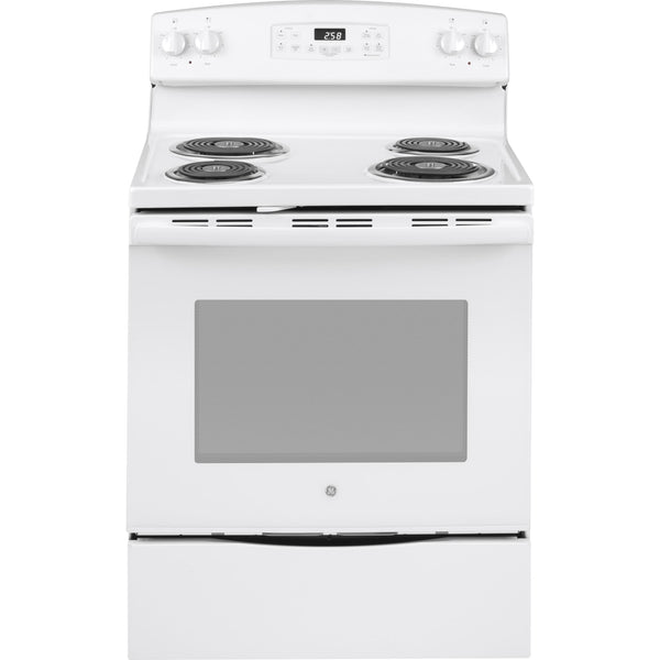 GE 30-inch Freestanding Electric Range with Self-Clean Oven JB258DMWW IMAGE 1