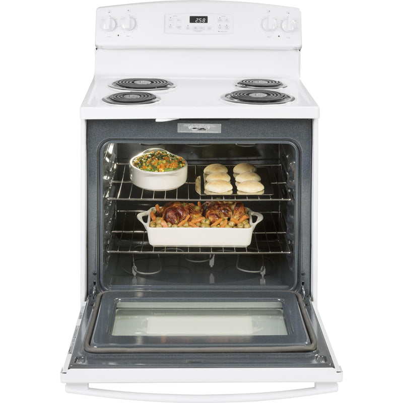 GE 30-inch Freestanding Electric Range with Self-Clean Oven JB258DMWW IMAGE 3