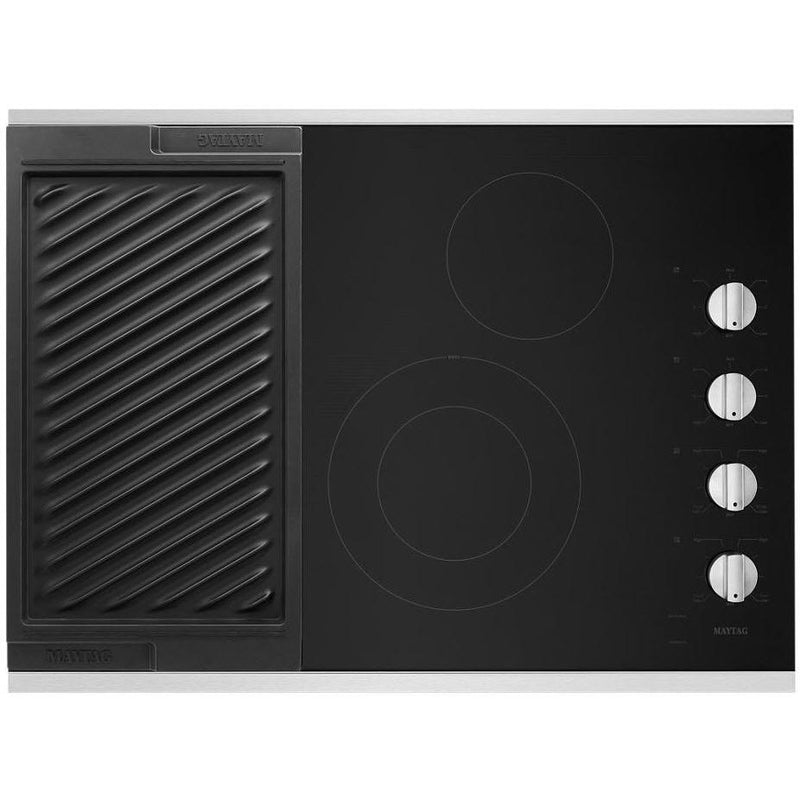 Maytag 30-inch Built-in Electric Cooktop with Reversible Grill and Griddle MEC8830HS IMAGE 2