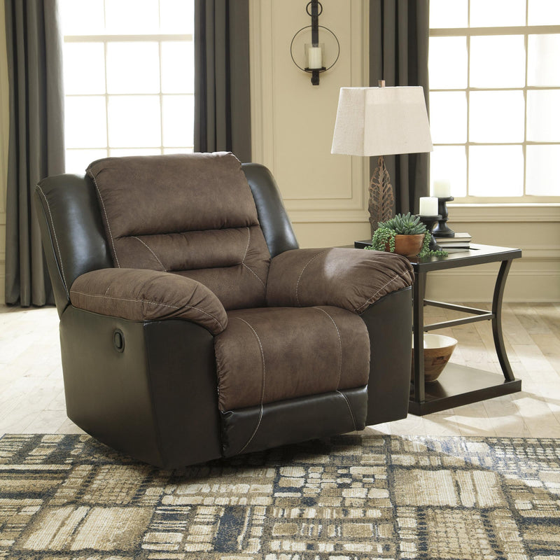 Signature Design by Ashley Earhart Rocker Fabric and Leather Look Recliner 2910125 IMAGE 1