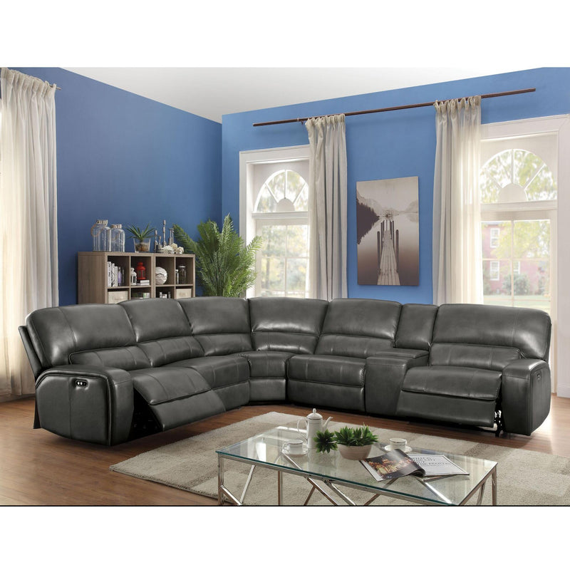Acme Furniture Saul Power Reclining Leather Air 6 pc Sectional 53745 IMAGE 3