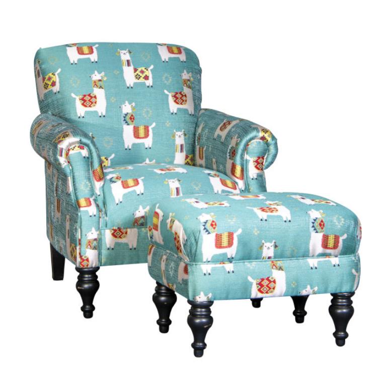 Mayo Furniture Stationary Fabric Chair 8960F40 Chair - Llama Drama Aqua IMAGE 1
