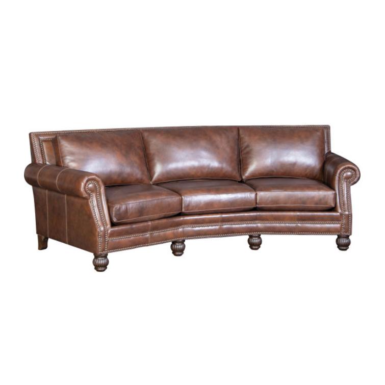 Mayo Furniture Stationary Leather Sofa 4300L11 Conversational Sofa - Valentino Mahogany IMAGE 1