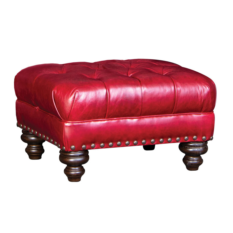 Mayo Furniture Leather Ottoman 9310L50 Ottoman - Vacchetta Ruby IMAGE 1