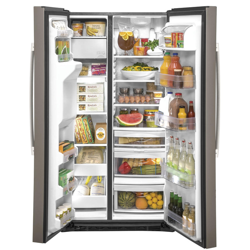 GE 36-inch, 21.8 cu.ft. Counter-Depth Side-by-Side Refrigerator with Water and Ice Dispensing System GZS22IMNES IMAGE 3