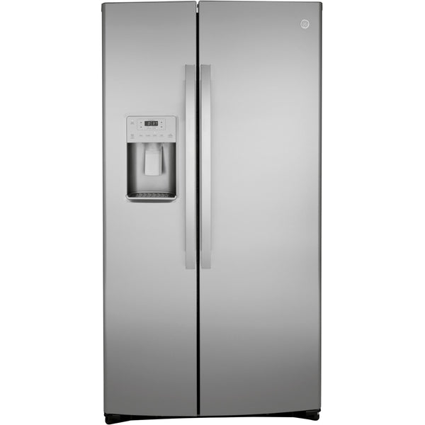 GE 36-inch, 21.8 cu.ft. Counter-Depth Side-by-Side Refrigerator with Water and Ice Dispensing System GZS22IYNFS IMAGE 1