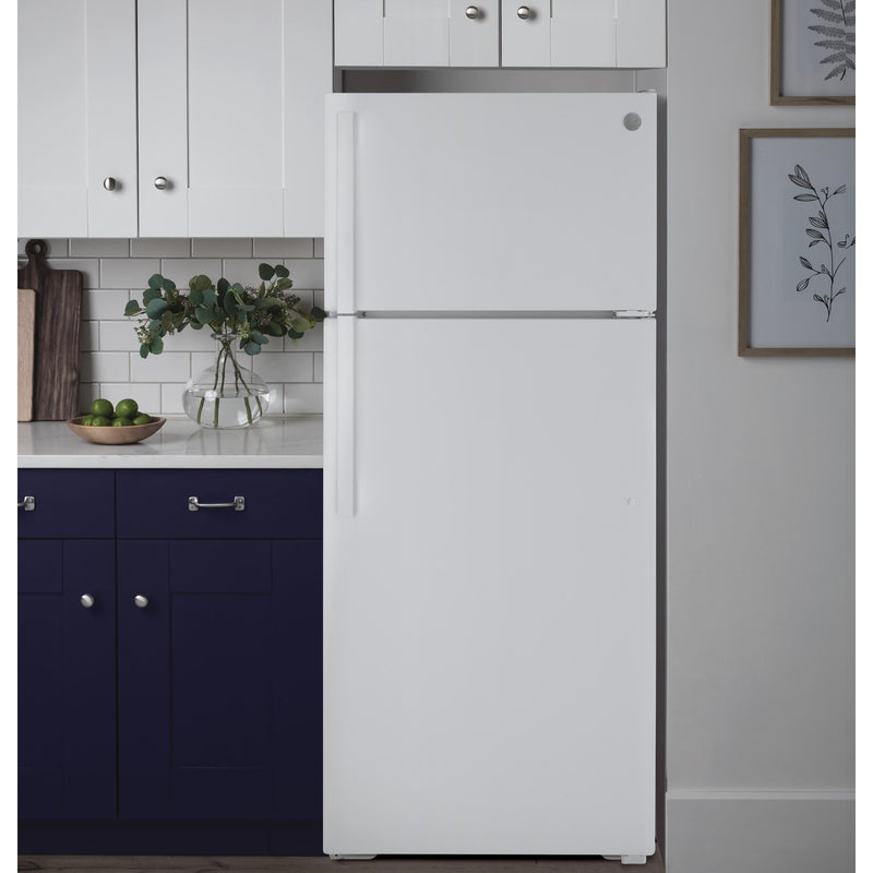 GE 28-inch, 15.6 cu. ft. Top-Freezer Refrigerator GTE16GTNRWW IMAGE 3