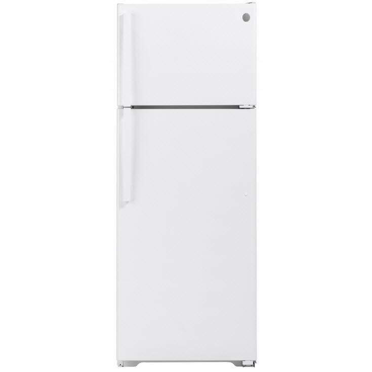 GE 28-inch, 17.5 cu.ft. Freestanding Top Freezer Refrigerator GTE18GTNRWW IMAGE 1