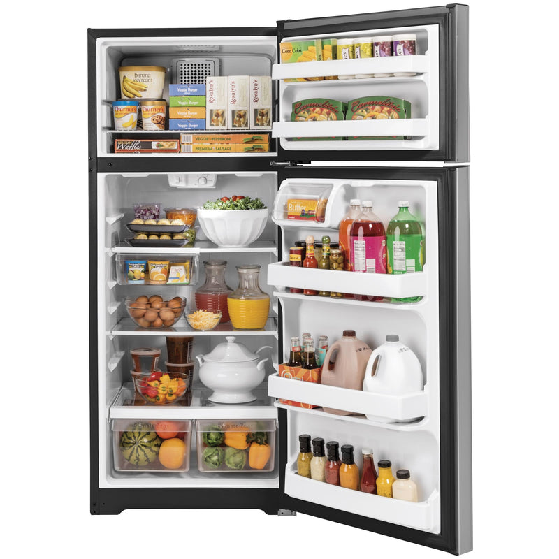 GE 28-inch, 17.5 cu.ft. Freestanding Top Freezer Refrigerator with LED Lighting GTS18GSNRSS IMAGE 4