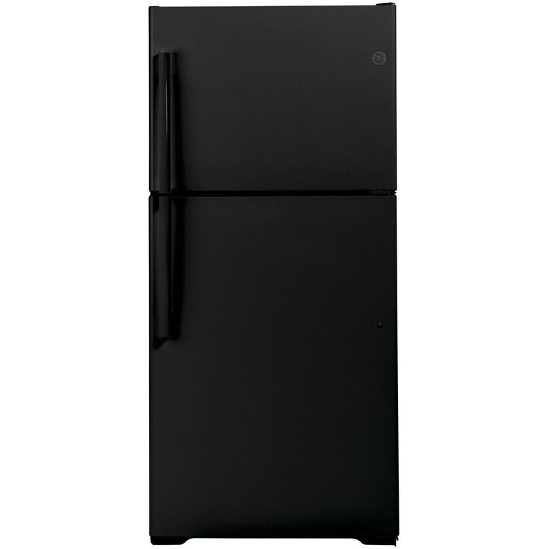 GE 33-inch, 21.9 cu. ft. Top Freezer Refrigerator with edge-to-edge glass shelves GTE22JTNRBB IMAGE 1