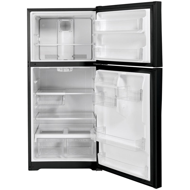 GE 33-inch, 21.9 cu. ft. Top Freezer Refrigerator with edge-to-edge glass shelves GTE22JTNRBB IMAGE 2