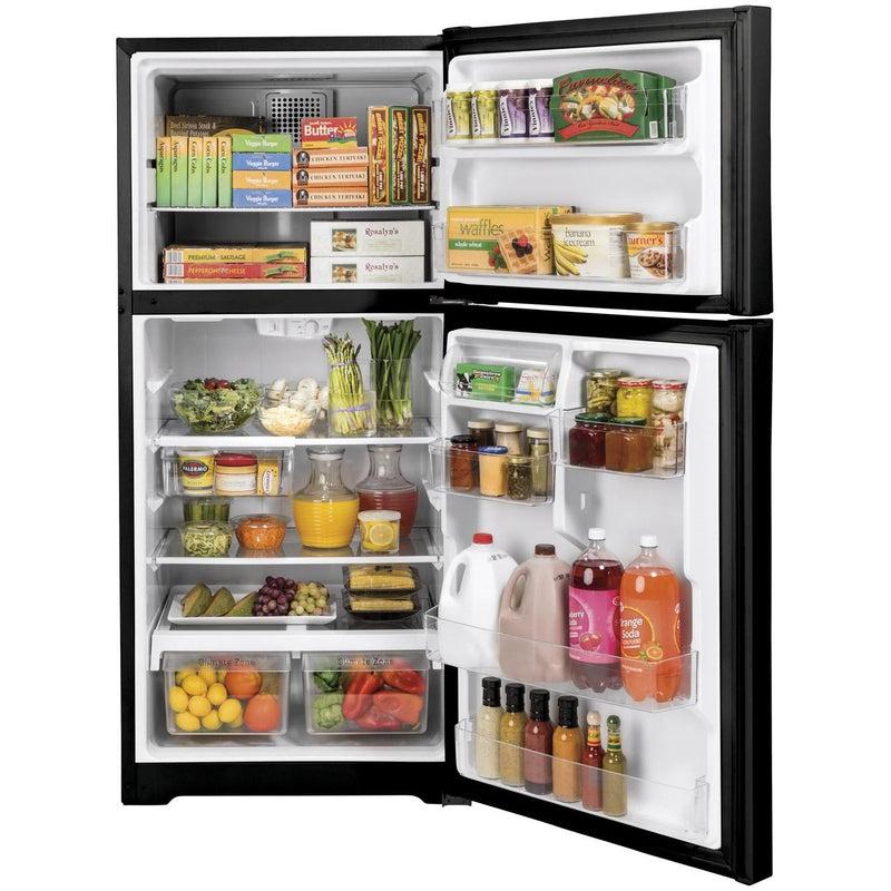 GE 33-inch, 21.9 cu. ft. Top Freezer Refrigerator with edge-to-edge glass shelves GTE22JTNRBB IMAGE 3