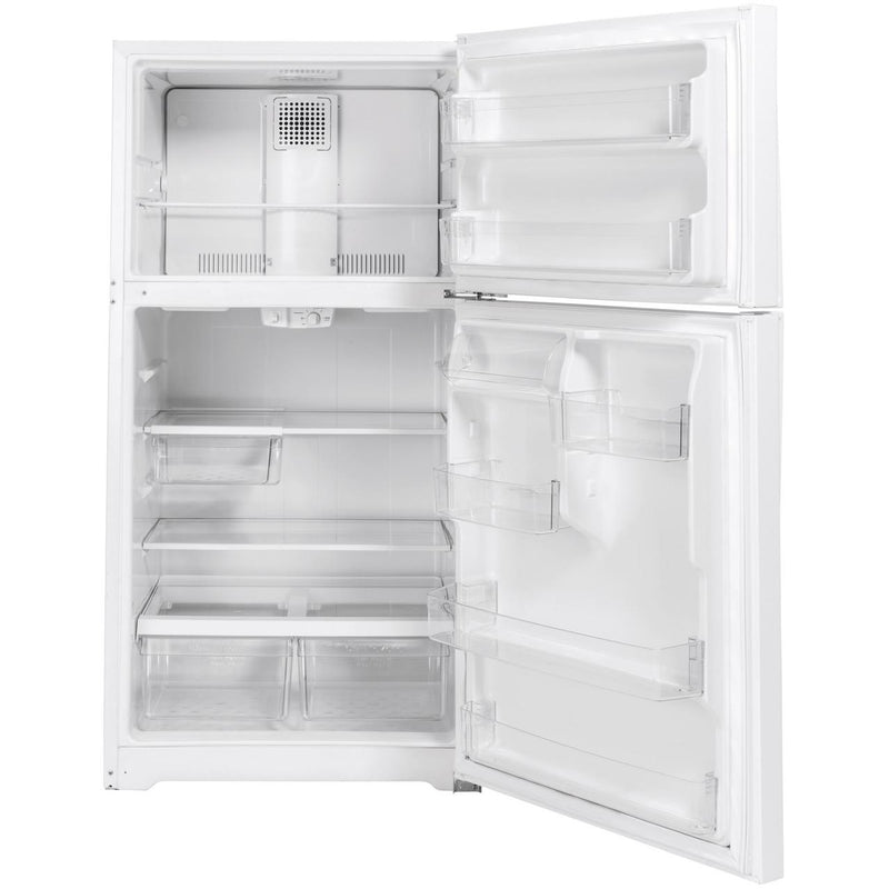 GE 33-inch, 21.9 cu. ft. Top Freezer Refrigerator with edge-to-edge glass shelves GTE22JTNRWW IMAGE 2