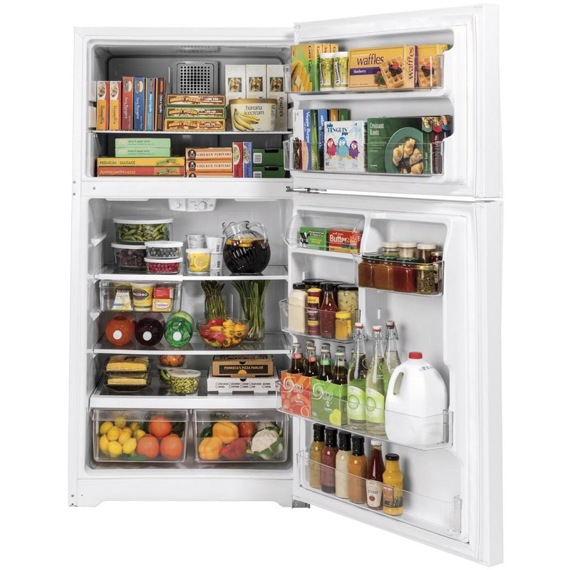 GE 33-inch, 21.9 cu. ft. Top Freezer Refrigerator with edge-to-edge glass shelves GTE22JTNRWW IMAGE 3