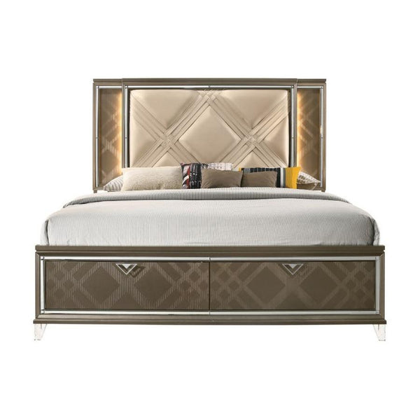 Acme Furniture Skylar King Upholstered Panel Bed with Storage 25317EK IMAGE 1