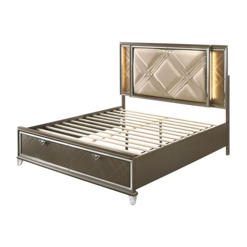 Acme Furniture Skylar King Upholstered Panel Bed with Storage 25317EK IMAGE 3